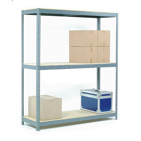 GLOBAL INDUSTRIAL Wide Span Rack 96Wx48Dx84H, 3 Shelves Wood Deck 800 Lb Cap. Per Level, Gray B2296984